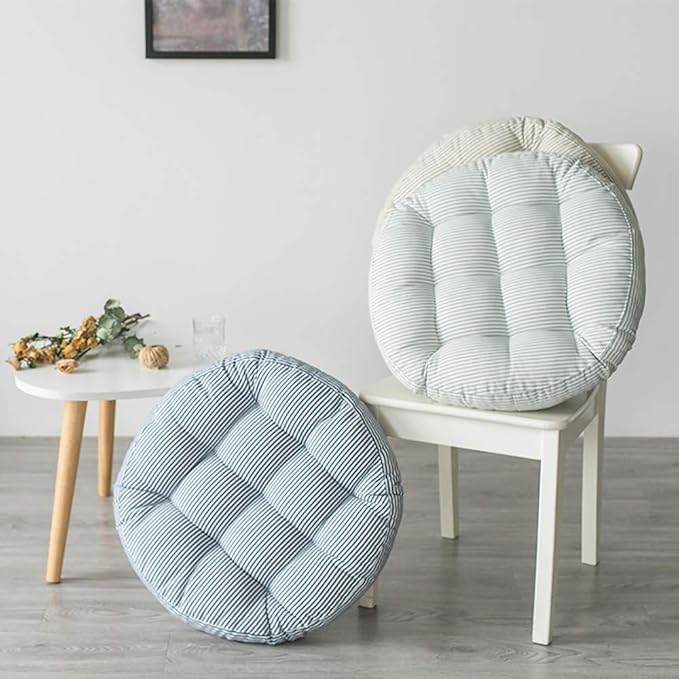 Tiita Stripe Patio Seat Cushions 22"x22" Round Chair Pads Home Floor Cushion Window Pad Set of 2 Throw Pillows Indoor/Outdoor, Green-Ruum Studio Home