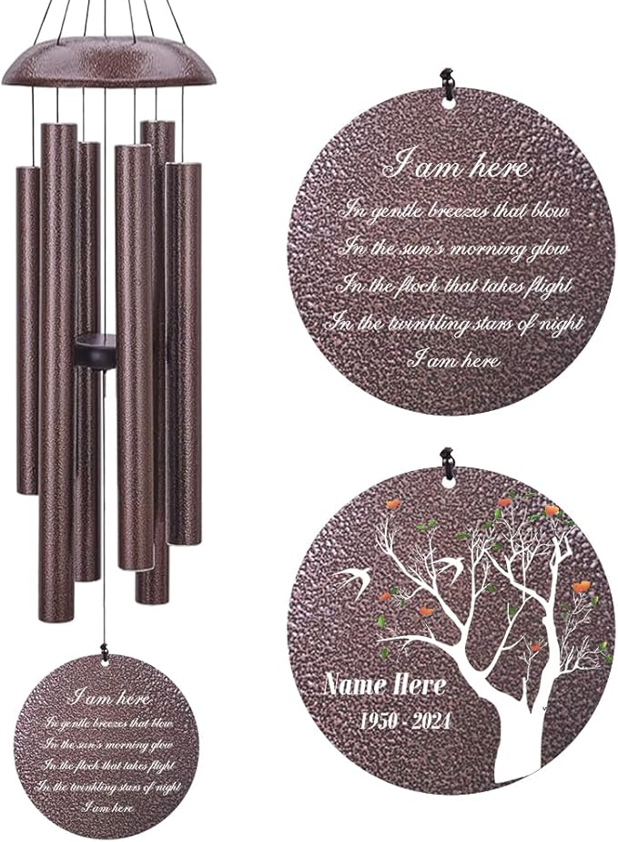 Personalized Wind Chimes, Sympathy Wind Chime Life Tree, Memorial Gifts Wind Chimes, in Loving Memory for Loss of Loved Dad/Mom, Commemorative Bereavement Condolences Gifts for Funeral-Ruum Studio Home