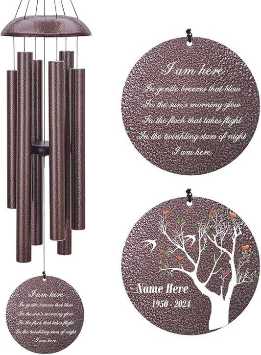 Personalized Wind Chimes, Sympathy Wind Chime Life Tree, Memorial Gifts Wind Chimes, in Loving Memory for Loss of Loved Dad/Mom, Commemorative Bereavement Condolences Gifts for Funeral-Ruum Studio Home