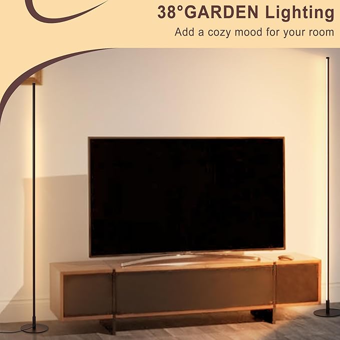 Corner Floor Lamp, 2 Pack Modern Floor Lamp with Remote and Stepless Dimmable Colors Temperature & Brightness, Standing Lamps for Living Room Bedroom Office-Ruum Studio Home