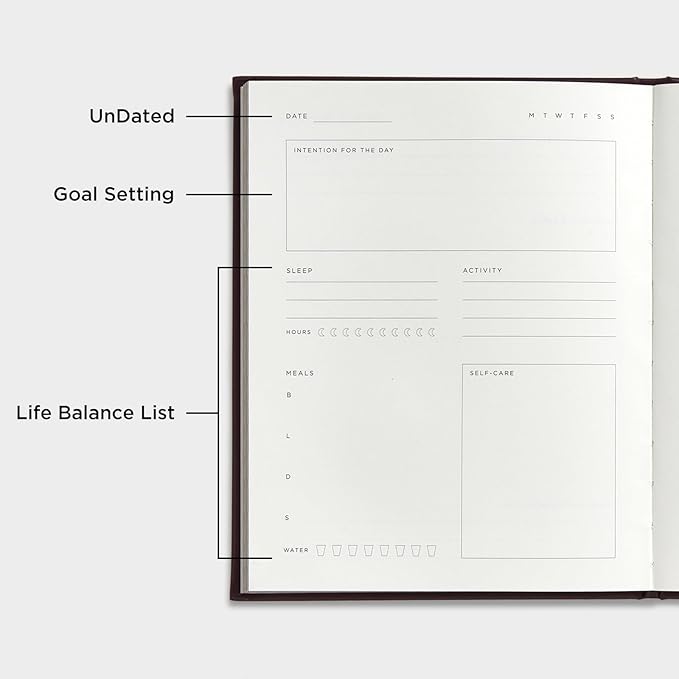 And Per Se Wellness Journal, Undated Daily Wellness Planner to Practice Positive Thinking, Mindfulness & Reflection, 91 Days Self-Care Journal For Women & Men (Black)-Ruum Studio Home
