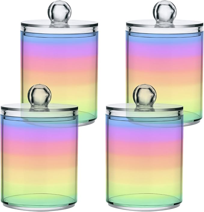 Rainbow Pastel 2PC Airtight Transparent Plastic Storage Jar Food Storage Container Plastic for Food Herbs Tea etc with Storage Lid easy to use and clean With lid Easy To Use-Ruum Studio Home