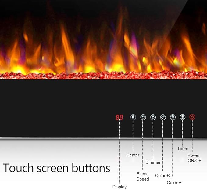 Antarctic Star 42 Inch Electric Fireplace in-Wall Recessed and Wall Mounted, Fireplace Heater and Linear Fireplace with Multicolor Flame, Timer, 750/1500W Control by Touch Panel & Remote-Ruum Studio Home