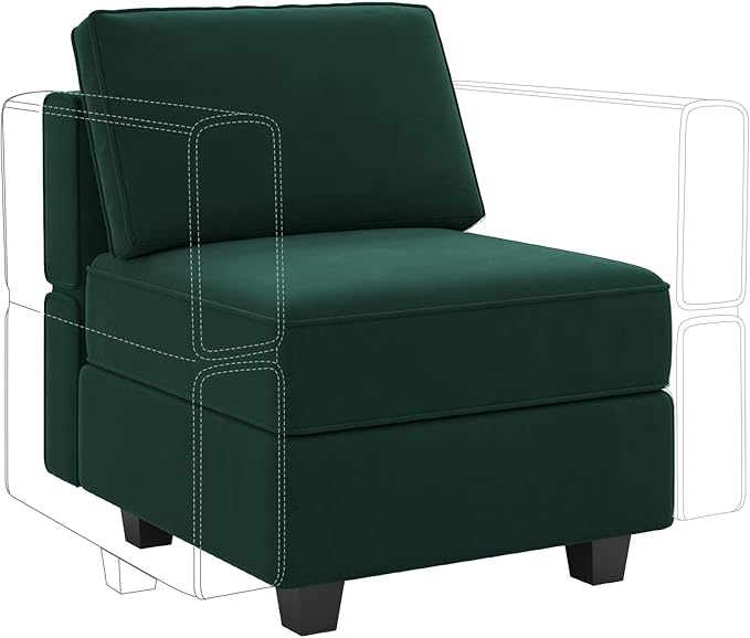 Belffin Modular Sofa Middle Module with Storage for Modular Sectional Sofa Couch Velvet Accent Armless Chair Green-Ruum Studio Home