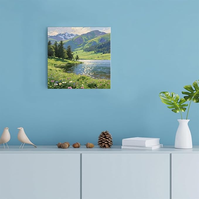 The scenery of mountain streams and green meadows is suitable for living rooms bedrooms offices landscape posters and wall paintings-Ruum Studio Home