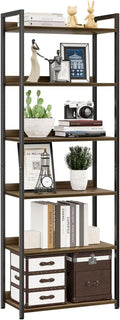 NUMENN Bookshelf, 6 Tier Bookshelves, Home Office Bookcase Shelf Storage Organizer, Free Standing Storage Shelving Unit for Bedroom, Living Room and Home Office, Dark Walnut-Ruum Studio Home