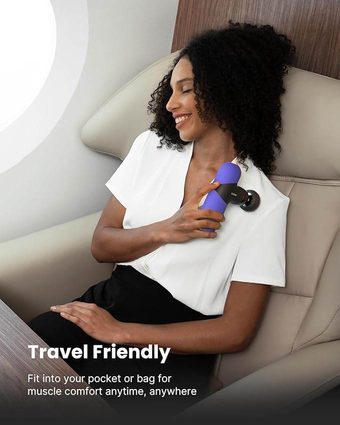 RENPHO Mini Thermal Massage Gun with Heat, Portable Deep Tissue Percussion Massager, Color Silicone Sleeves Travel Size with Carry Case, Purple-Ruum Studio Home