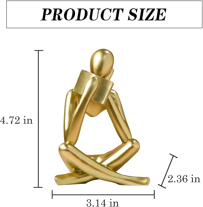 Bookshelf Decor Thinker Statue - Abstract Style Thinker Sculptures Modern Aesthetic Figurine Decoration Statues for Home Decor-Right Thinking-Gold-Ruum Studio Home