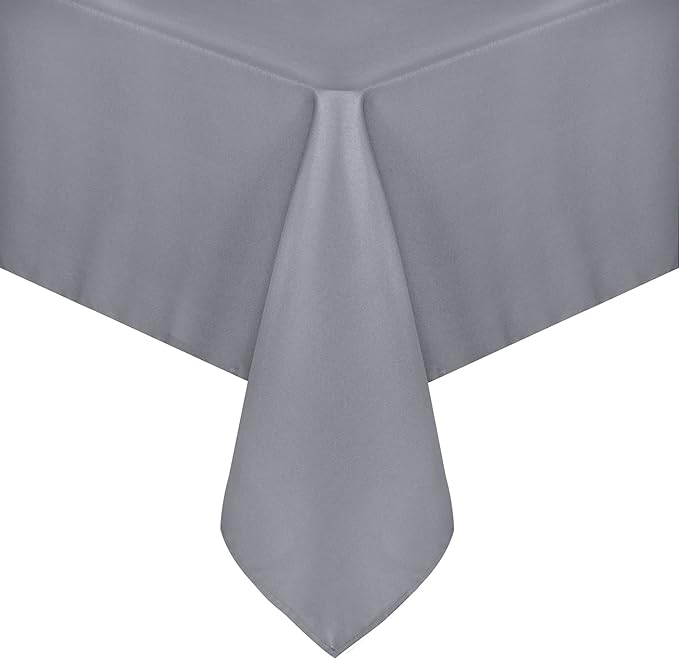 sancua Rectangle Tablecloth - 60 x 84 Inch - Stain and Wrinkle Resistant Washable Polyester Table Cloth, Decorative Fabric Table Cover for Dining Tables, Buffet Parties and Camping, Light Grey-Ruum Studio Home