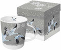 Paperproducts Design Decorative Bone China Mug Gift Box Set - Beverages, Hot, Cold Drinks, Tea – Artistic Designs, Decorated Mugs – 13.5 Ounces, Patti Gay/Two Can Art Snowfall Cranes Design-Ruum Studio Home