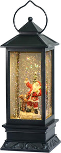 Eldnacele Christmas Snow Globe Lantern with Music, Battery Operated Lighted Swirling Glitter Water Lantern with Timer for Christmas Home Decoration, Santa-Ruum Studio Home