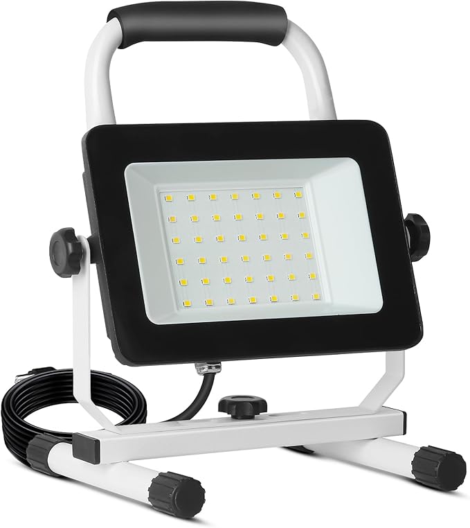 UFOND 4000 Lumen LED Work Light with Stand,40W Waterproof Portable Flood Lights, Worklight Brightness Angle Adjustable, with Switch Power Cord, Suitable for Construction Sites, Garage Workshop-Ruum Studio Home