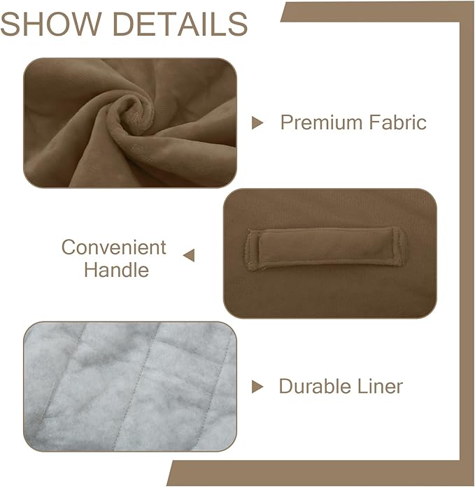 MeMoreCool Round Stuffed Pouf Ottoman Foot Rest, Floor Pouf Foot Stool with Soft Foam Chunk Filling, Small Round Ottoman Footstool Circle Footrest for Living Room, Light Coffee-Ruum Studio Home