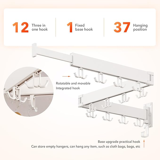 Clothes Drying Rack Wall Mounted,Drying Rack Clothing Wall Mount,Laundry Drying Rack,Collapsible Dying Racks for Laundry-Ruum Studio Home