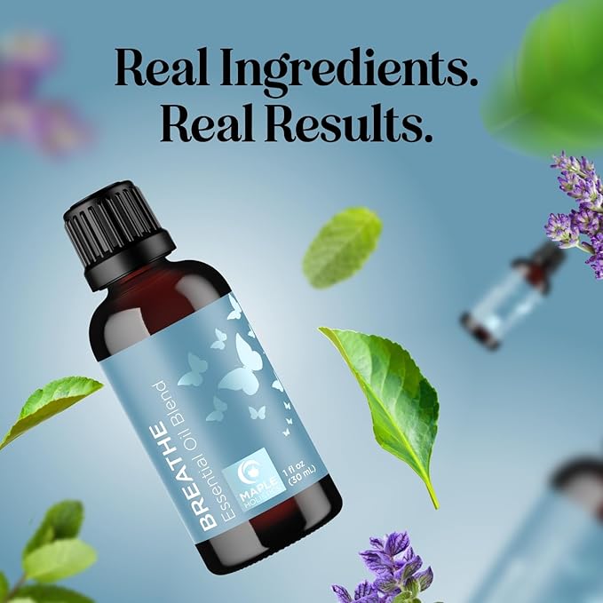 Breathe Essential Oil for Diffuser - Invigorating and Refreshing Breathe Essential Oil Blend with Eucalyptus Peppermint Tea Tree and Mint for Diffusers for Home and Shower Aromatherapy (1 Fl Oz)-Ruum Studio Home