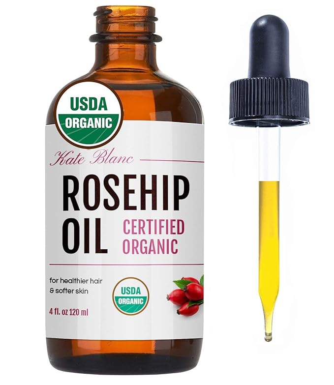 Kate Blanc Cosmetics Rosehip Oil for Face & Skin (4oz, Organic, Pure, Cold Pressed) Rosehip Seed Face Oil for Facial & Gua Sha Massage-Ruum Studio Home