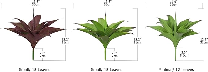 Fake Plants Artificial Agave Plants 13.8" Large UV Resistant Fake Agave Planters for Indoor and Outdoor Decorating Tropical Plant Succulents Greenery Indoor Decor(2Pack, Purple-Ruum Studio Home