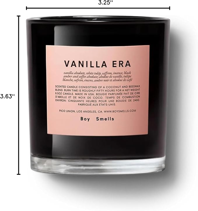 Boy Smells - Vanilla Era Scented Candles for Men and Women - 8.5 oz - Soy, Coconut Wax Candle Blend - Aromatic Candles for Home with Black Amber, Coffee, Incense - 50-Hour Burn - Cotton Wick-Ruum Studio Home