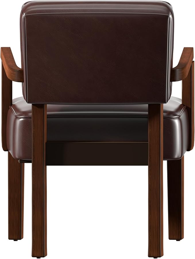 Accent Chair, PU Leather Living Room Chairs Oversized with Soft Seat and Armrests, Armchair for Bedroom, Dinning, Reading, Waiting Rooms (Leather Cherry)-Ruum Studio Home