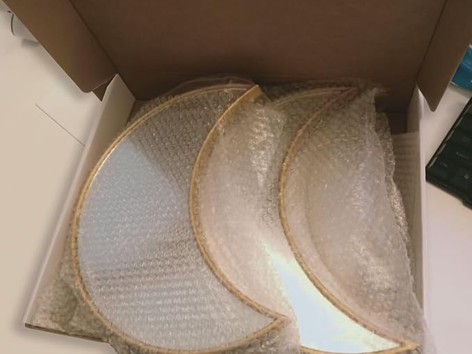 5 pcs Scandinavian Natural Decor Acrylic Moonphase Mirrors Interior Design Moon Phase Mirror Bohemian Wall Decoration for Home Living Room Bedroom Decor - No Need to Punch (Gold)-Ruum Studio Home