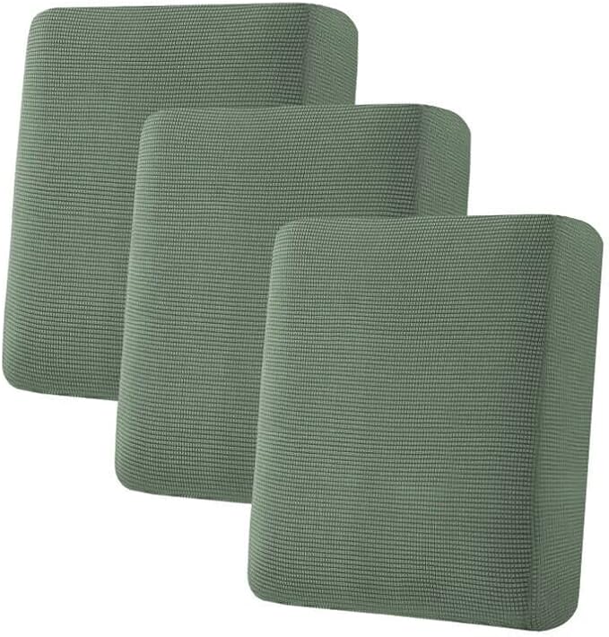 H.VERSAILTEX Super Stretch Individual Seat Sofa Covers Couch Cushion Covers Slipcover Sets Thick Jacquard Textured Twill Fabric (3 Piece, Loden Frost)-Ruum Studio Home