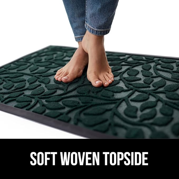 GORILLA GRIP 100% Waterproof All-Season WeatherMax Doormat, 72x24, US Designed Natural Rubber, Stain and Fade Resistant, Low Profile Indoor Outdoor Door Mats, Easy Clean Patio Mat, Moss Vine Leaves-Ruum Studio Home
