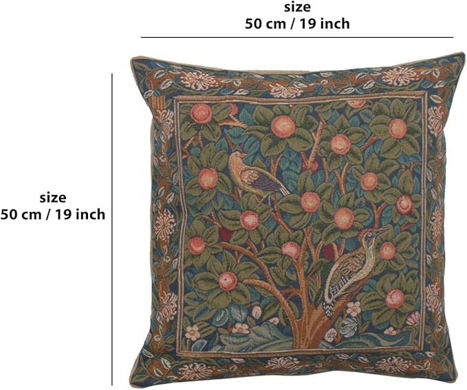 Charlotte Home Furnishings Decorative Tapestry Pillow Cover 19x19 in, Green Woodpecker Couch Pillow Cover, French Country Square Cushion Cases for Living Room Home Decor, Soft Cotton Jacquard Woven-Ruum Studio Home