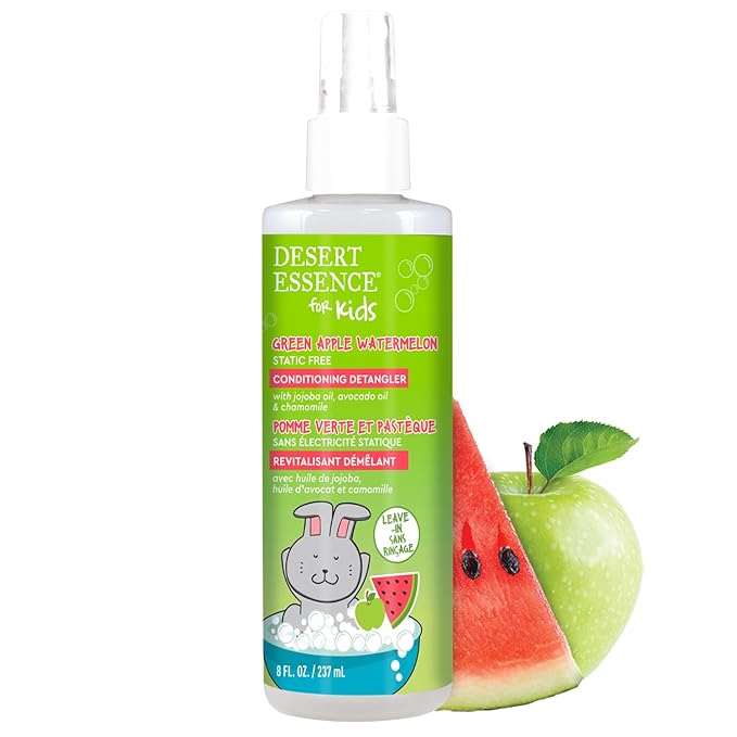 Desert Essence Kids Conditioing Detangler Spray 8.0 fl oz - Vegan, Gluten-Free. Cruelty-Free - Leaves hair smooth, shiny and easy to comb through - Gentle Formula-Ruum Studio Home