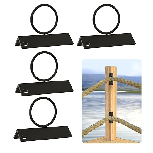 4Pack 2inch Rope Support Holder for Corner Post Drop Ring Brackets Stainless Steel Decorative for Hemp Rope Fencing Stair Deck Railing Ceiling Hook-Ruum Studio Home
