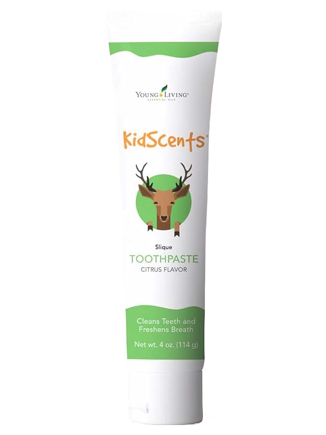 KidScents Slique Toothpaste by Young Living - 4 oz Tube - Gentle Dental Care for Kids - Premium Essential Oils - Citrus-Mint Flavor - Fights Plaque Removes Buildup and Stains - Fluoride and SLS Free-Ruum Studio Home
