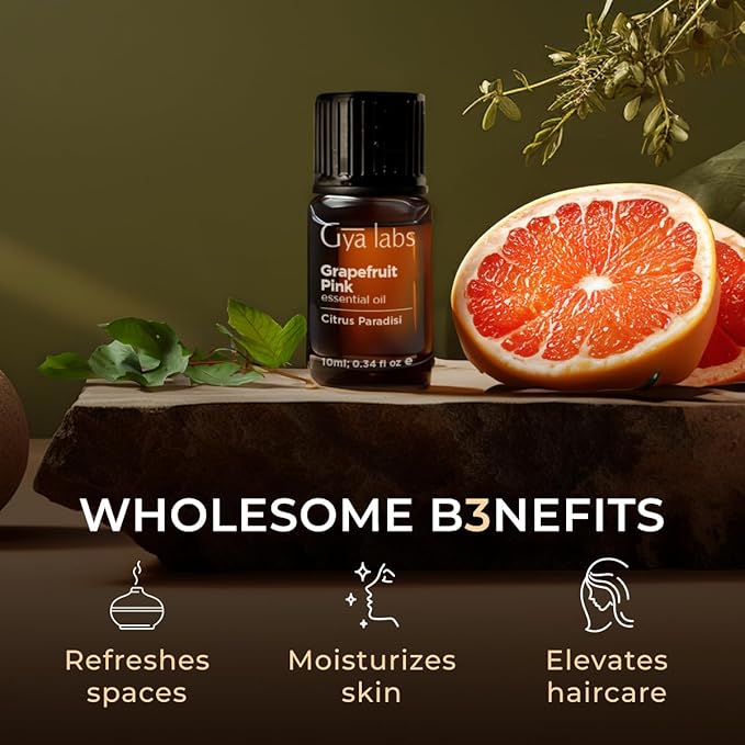 Gya Labs Grapefruit Essential Oil for Skin & Diffuser - 0.34 Fl Oz - 100% Pure Natural Grapefruit Oil for Hair, Aromatherapy DIY & Candle Making Scent-Ruum Studio Home