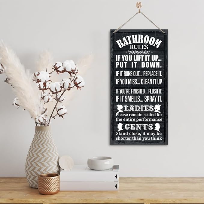 Rustic Bathroom Decor, Western Bathroom Decor, Funny Bathroom Signs Wall Decor, Bathroom Decor, Farmhouse Bathroom Decor, Country Bathroom Decor, Bathroom Signs, Bathroom Rules Wall Décor A1-Ruum Studio Home