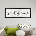 comurdyo Sweet Dreams Wall Decor Above Bed Sign 40" x 15" Master Bedroom Wooden Antique Framed Large Rustic Farmhouse Guest Room Beautiful Simple Hanging Plaque Over Bed Wall Art (Black)-Ruum Studio Home