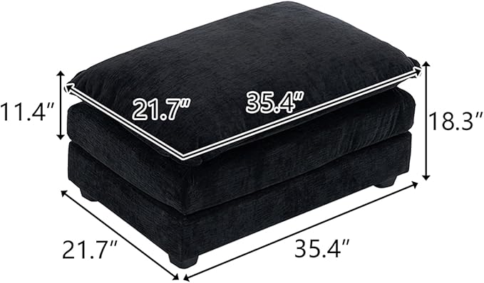 Karl home Modular Ottoman for Sectional Sofa, Chenille Comfy Upholstered Furniture for Living Room, Apartment, Studio, Office, (Ottoman, Black)-Ruum Studio Home