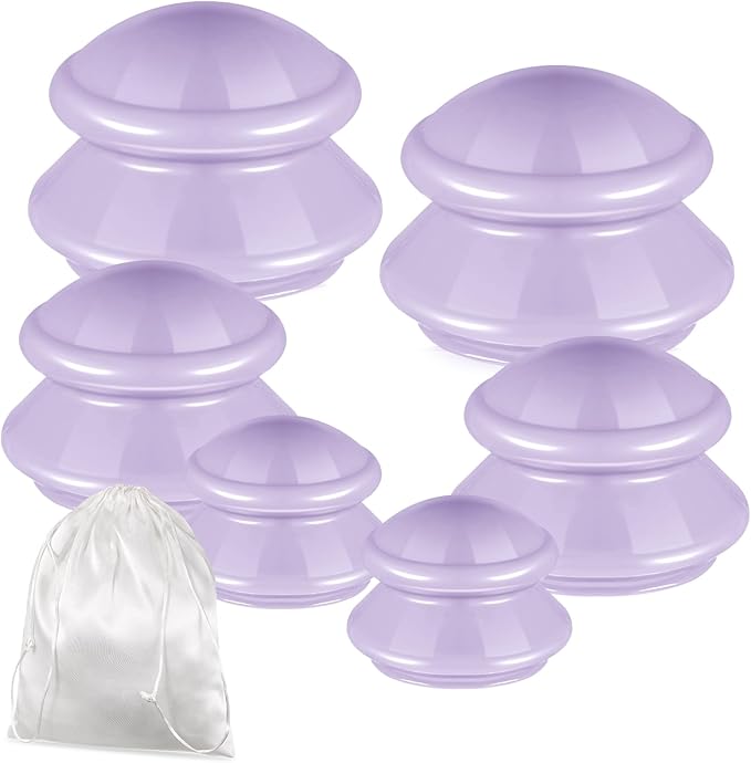 TrelaCo 6 Pcs Cupping Kit for Massage Therapy 3 Sizes Silicone Cupping Set Chinese Massage Therapy for Studio Household Cellulite Joint Pain Muscle Pain(Lavender)-Ruum Studio Home