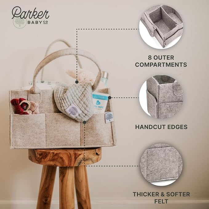 Parker Baby Diaper Caddy - Nursery Storage Bin and Car Organizer for Diapers and Baby Wipes - White, Regular-Ruum Studio Home