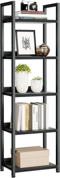 NUMENN Narrow Bookshelf, 5 Tier Bookshelves, Home Office Bookcase Shelf Storage Organizer, Free Standing Storage Shelving Unit for Bedroom, Living Room and Home Office, Black-Ruum Studio Home