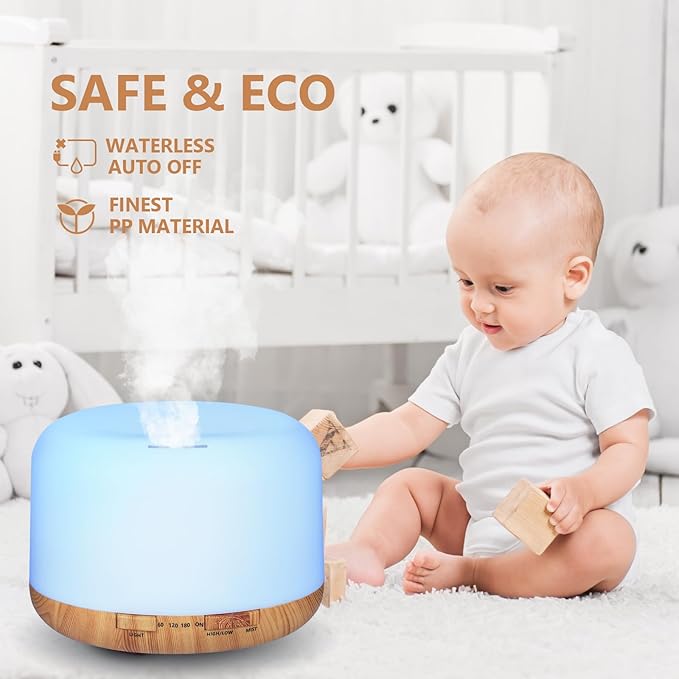 SACATR Essential Oil Diffusers for Home with 15 Oil Diffuser Sets, 500ml Aroma Diffuser for Essential Oils Large Room, Ultrasonic Cool Mist Diffuser Auto Shut-Off 4 Timers 15 Colors (15x5mL)-Ruum Studio Home