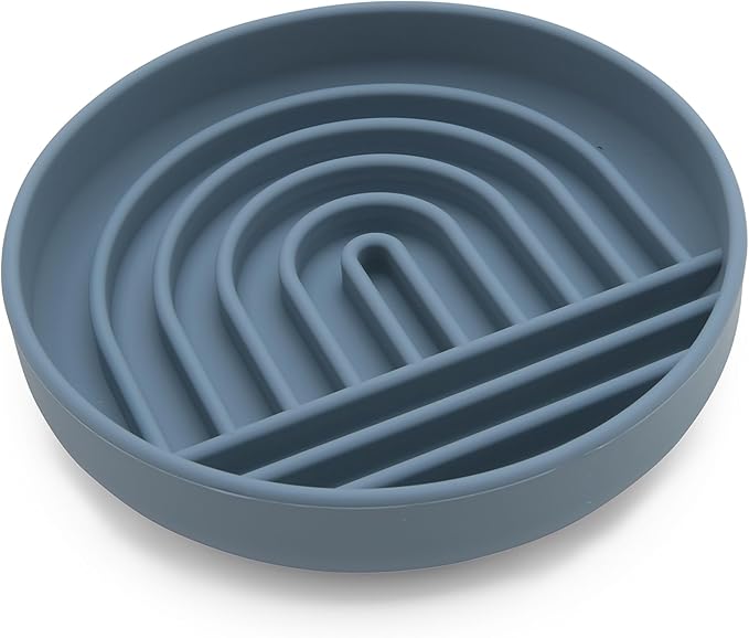 The Slowdown Bowl Silicone Slow Feeder for Cats & Dogs, Slow Eating Mealtime Solution with Modern Lick Mat Design, Reduces Gulping, Fits 1 Cup 6” Across x 1.25” Tall, Small-Ocean-Ruum Studio Home