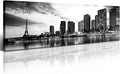 DJSYLIFE Paris Eiffel Tower Skyline Wall Art Black and White Modern City Night View Panoramic Cityscape Picture Paintings Canvas Prints Office Room Home Decoration Artwork Framed 13.8"X47.3"-Ruum Studio Home