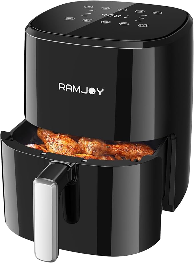 Air Fryer 3.8 Quarts for 1-2 people, 8-in-1 Functions, Air Fry, Roast, Bake, Broil, Preheat, Shake, Digital Small Air Fryer, Nonstick Dishwasher-Safe Basket, Compact Air Fryers, Black-Ruum Studio Home