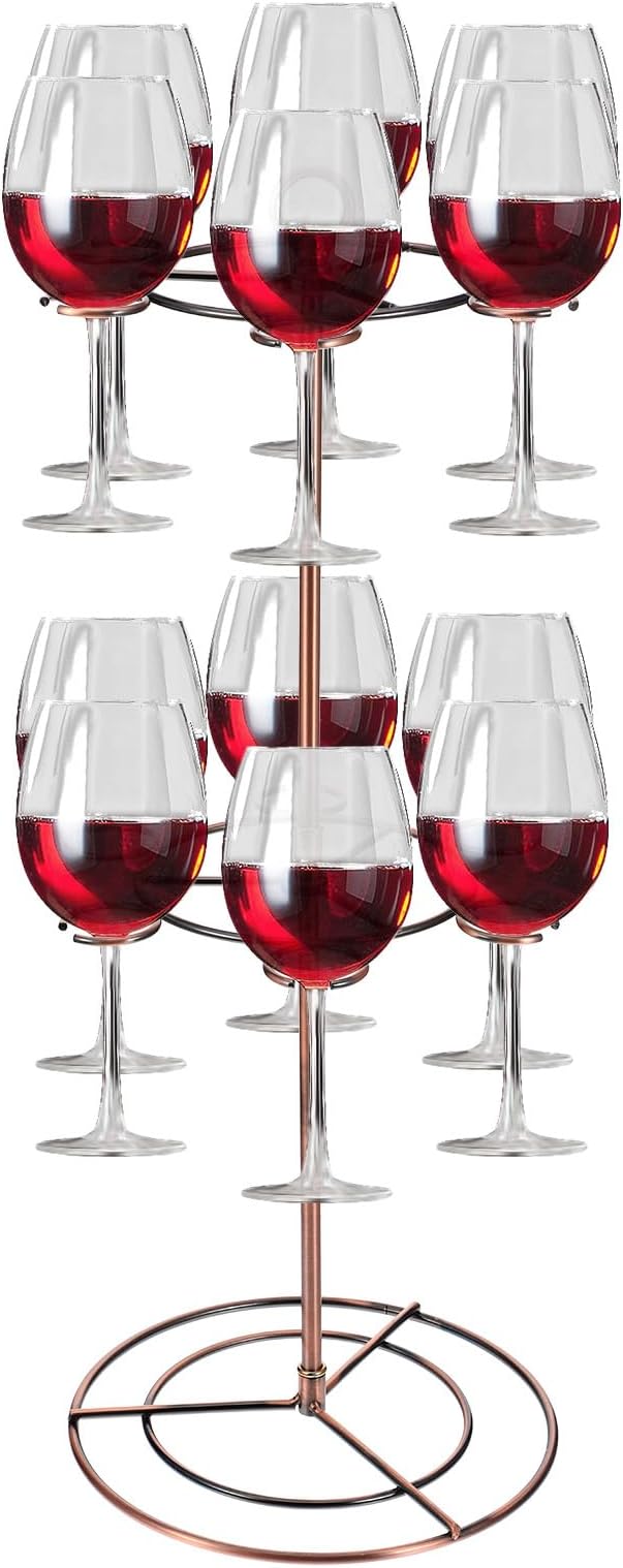 Black Metal Countertop Wine Glass Holder with Scrollwork Design, Freestanding Tabletop Stemware Storage Rack with 12 Hooks-Ruum Studio Home