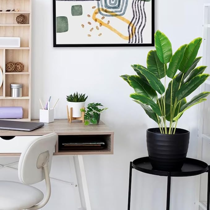 Melorca&Guilla Artificial Plants 2PCS 30“Artificial Bird of Paradise Plants,Faux Banana Tree,Fake Plants Tropical Greenery Shrubs Bushes for Garden Porch Window Box Shop Office Home Décor-Ruum Studio Home