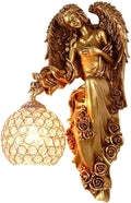 LITFAD Antique Spherical Sconce Light Decorated Bedside Lamp Clear Crystal 1 Light in Gold Wall Light Angel Wall Lamp for Bedroom Living Room Hotel - Left-Ruum Studio Home