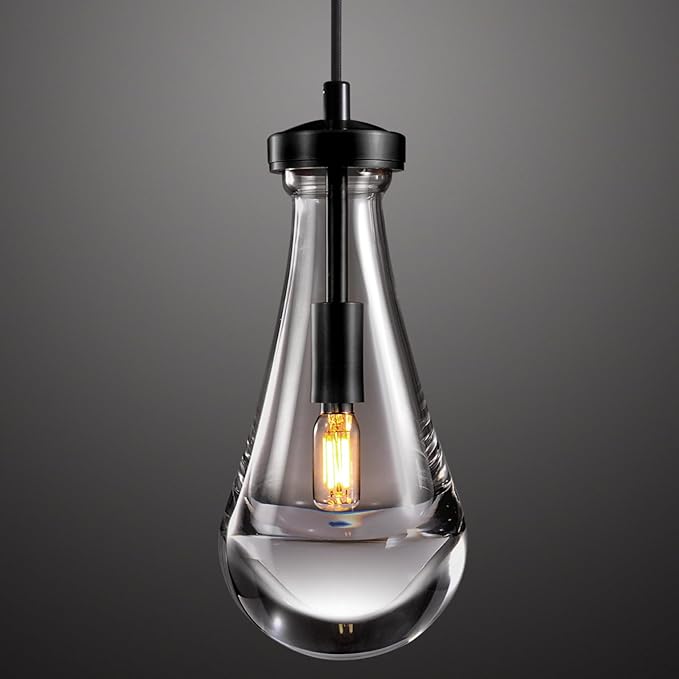 Modern Raindrop Pendant Lights, Pendant Lights for Kitchen Island, Black Brass Base Dining Room Light Fixtures, Interior Chandelier in The Living Room Hallway, Including Bulb-Ruum Studio Home
