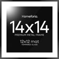 Homeforia 14x14 Picture Frame Black, High End Metal 14 x 14 Square Poster Frames with Mat 12 x 12 Photo, 14x14 Black Frame Matted to 12x12 Print, 14by14 Thin Frames, Tempered Glass, Wall Kit, Set of 1-Ruum Studio Home