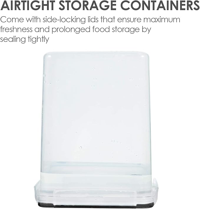 Vtopmart 4 PCS Large Food Storage Containers 5.2L / 175oz, 4 Pieces BPA Free Plastic Airtight Canisters for Flour, Sugar, Baking Supplies, Rice with Lids, 4 Measuring Cups and 24 Labels, Black-Ruum Studio Home
