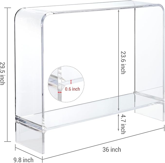 MyGift Premium 15mm Clear Acrylic Entryway Console Table with Bottom Display Shelf, 2 Tier Living Room Sofa Back Storage Shelves Modern Luxury Home Decor-Ruum Studio Home