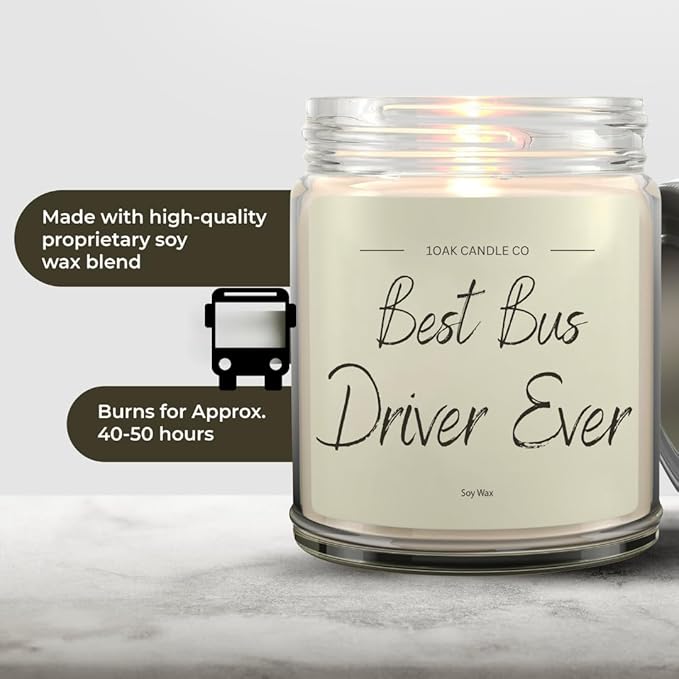 1OAK Vanilla Candle - Thank You Bus Driver Gifts for Women, Men - Bus Driver Appreciation & Retirement Gifts-Ruum Studio Home
