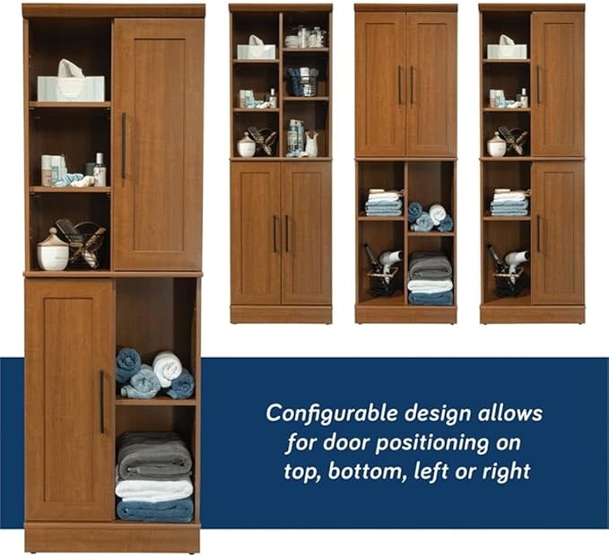 Sauder HomePlus Multi-Room Storage Cabinet with Adjustable Shelves and Door Positioning, Kitchen Laundry Bathroom Pantry Storage Cabinet, in Sienna Oak Finish-Ruum Studio Home